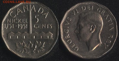 Канада 5 центов 1951 ЮБИЛЕЙ НИКЕЛЯ до 22:00мск 22.09.17 - Канада 5 центов 1951 ЮБИЛЕЙ НИКЕЛЯ