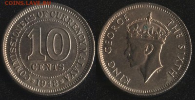 Малайя 10 центов 1948 до 22:00мск 22.09.17 - Малайя 10 центов 1948