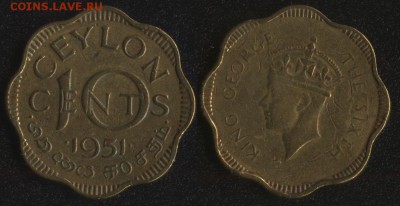 Цейлон 10 центов 1951 до 22:00мск 22.09.17 - Цейлон 10 центов 1951