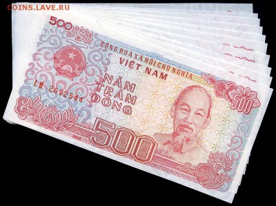 10 шт_Вьетнам 500 донг 1988г. UNC до 20.09.17г. в 22:00мск - Вьетнам500_10шт.