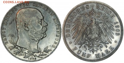 Коллекционные монеты форумчан , Кайзеррейх 1871-1918 (2,3,5) - 5 mark 1903 Sachsen-Altenburg.JPG