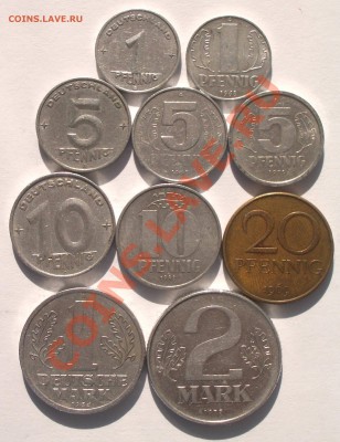 ГДР - 10 разных монет (ок 12.03.11 в 22-00 МСК) - ГДР 10