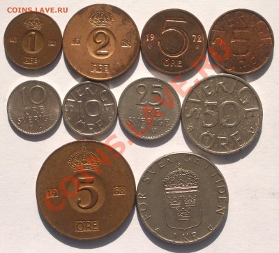 Швеция - 10 разных монет (ок 12.03.11 в 22-00 МСК) - Швеция 10