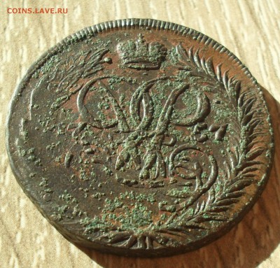 2 копейки 1757 года перечекан с 5 коп. 1729г. - SAM_1270.JPG