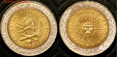 Аргентина 1 песо 2009 биметалл - Аргентина 1 песо 2009 биметалл