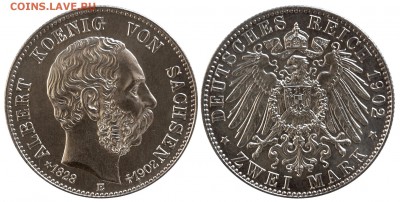Коллекционные монеты форумчан , Кайзеррейх 1871-1918 (2,3,5) - 2 mark 1902 Sachsen Albert..JPG