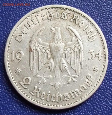 Германия. Третий Рейх. 2 марки 1934 G. Бюджетная. До 28.09. - 2-34G-.JPG