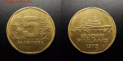 МОНЕТЫ МИРА 10-17 - Финляндия – 5 марок (1973) «Ледокол» (тип №1) №1