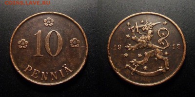 МОНЕТЫ МИРА 10-17 - Финляндия – 10 пенни (1919) №1