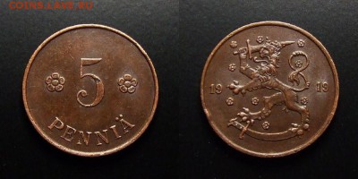 МОНЕТЫ МИРА 10-17 - Финляндия – 5 пенни (1919)