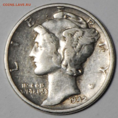 США, дайм (10 центов) 1942 (Меркури). С 200. До 26.09 - 015