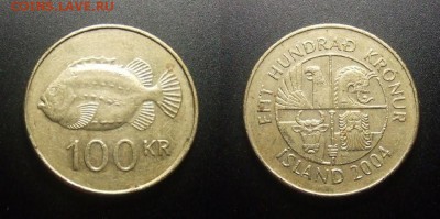 МОНЕТЫ МИРА 10-17 - Исландия – 100 крон (2004) «Рыба-воробей»