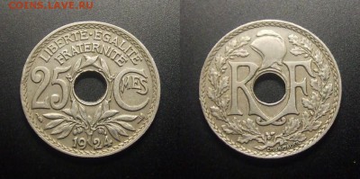 МОНЕТЫ МИРА 10-17 - Франция – 25 сантимов (1924)