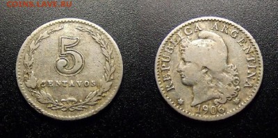 МОНЕТЫ МИРА 10-17 - Аргентина – 5 сентаво (1906)