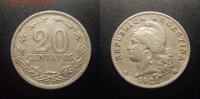 МОНЕТЫ МИРА 10-17 - Аргентина – 20 сентаво (1921)