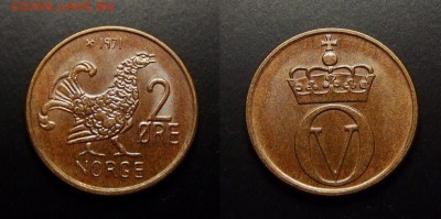 МОНЕТЫ МИРА 10-17 - Норвегия – 2 эре (1971) «Глухарь»