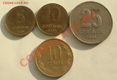 Аргентина и Чили - 4 разные монеты (ок 12.03.11 в 22-00 МСК) - Аргентина и Чили 4