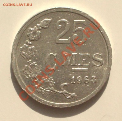 Люксембург - 25 сентимов 1963 (ок 12.03.11 в 22-00 МСК) - Люксембург 25 сентимов 1963