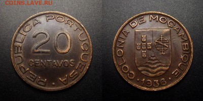 МОНЕТЫ МИРА 10-17 - Португ. Мозамбик (колония) – 20 сентаво (1936)