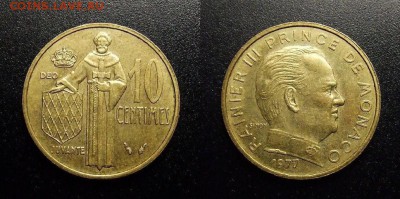 МОНЕТЫ МИРА 10-17 - Монако – 10 сантимов (1977)