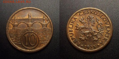 МОНЕТЫ МИРА 10-17 - Чехословакия – 10 геллеров (1925) «Карлов мост»