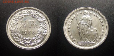 МОНЕТЫ МИРА 10-17 - Швейцария – 0,5 франка (1966) (Ag-0,8350)