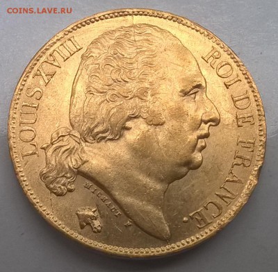 20 франков 1824г Франция Людовик XVIII (золото) до 1.10.17 - 2