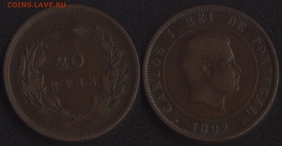 7 монет Старой Португалии (1882-1951) до 22:00мск 06.10.17 - Португалия 20 рейс 1892