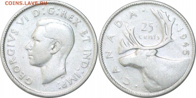 25 центoв 1945. Канада, до 5.10.17 в 23.00 мск.. - 341