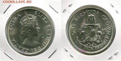 Бермуды 1Cr 2 шт. 1959 и 1964 до 04.10.17 22-00 мск - Bermuda 1Cr 1964