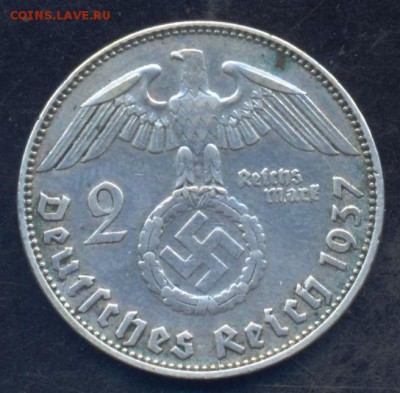 Германия  2 марки 1937 г. D   3.10.17 г. 22 -00 МСК. - 2 марки 37 D 1