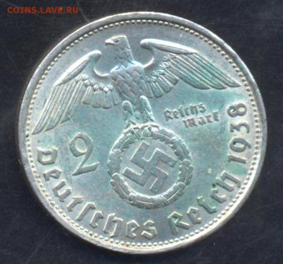Германия  2 марки 1938 г. В   3.10.17 г. 22 -00 МСК. - 2 марки 38 B 1