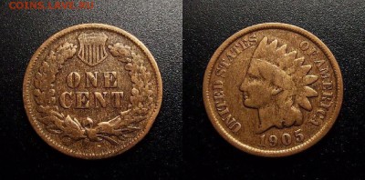 МОНЕТЫ МИРА 10-17 - США – 1 цент (1905) «Индеец» №1