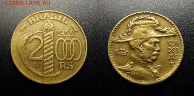 МОНЕТЫ МИРА 10-17 - Бразилия – 2000 рейс (1938) «Герцог Кашиас – маршал Бразилии» алюм.-бронза №3