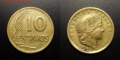 МОНЕТЫ МИРА 10-17 - Перу – 10 сентаво (1963)