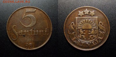МОНЕТЫ МИРА 10-17 - Латвия – 5 сантимов (1922)
