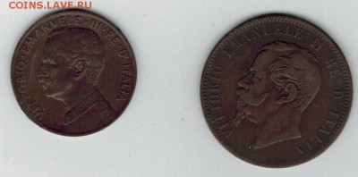5 centesimi 1918 и 10 centesimi 1866, Италия. - 001
