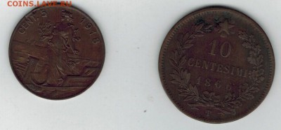 5 centesimi 1918 и 10 centesimi 1866, Италия. - 002