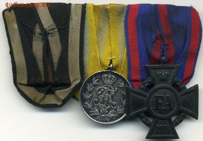 Колодка 1 мировая. крест Фридрих Август + серебряная мед. - хх493