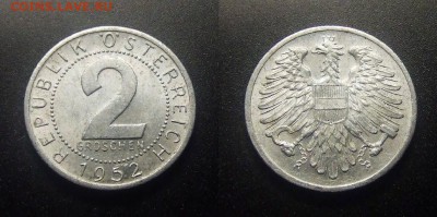МОНЕТЫ МИРА 10-17 - Австрия – 2 гроша (1952)