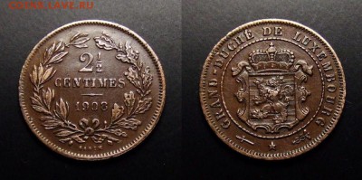 МОНЕТЫ МИРА 10-17 - Люксембург – 2,5 сантима (1908)