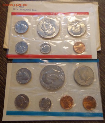 США - годовой набор 1974 полный в конверте до 10.10, 22.00 - Два набора (конверт) 1974_1