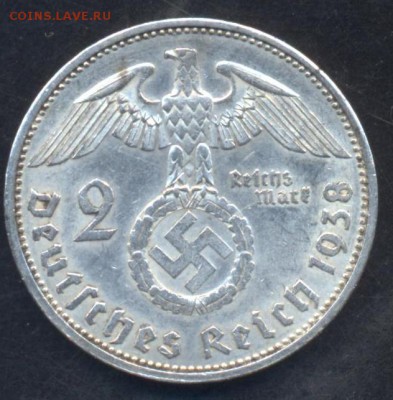 Германия (Третий Рейх) 2 марки 1938 г. А  5.10.17 г. 22 -00 - 1938 А