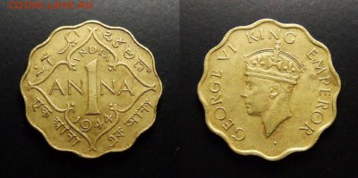 МОНЕТЫ МИРА 10-17 - Брит. Индия – 1 анна (1944) «Георг VI»