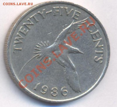 Бермуды 25 центов.1986 г. До 12.03.11 г. 20-00 МСК. - Бермуды.1