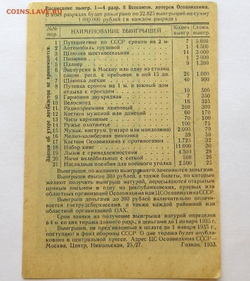 Лотерейный билет 8-ой. Лотереи"ОСАВИАХИМА" 1933 год - 54б