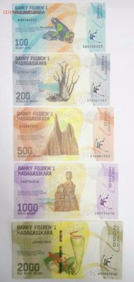 Мадагаскар. Набор 5 банкнот 2017г до 22.00. 10.10 - мадагаскар 2