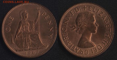 монеты ВЕЛИКОБРИТАНИИ по ФИКСУ - Великобритания 1 пенни 1967