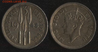 монеты НИГЕРИИ и РОДЕЗИИ по ФИКСу - Южная Родезия 3 пенса 1948
