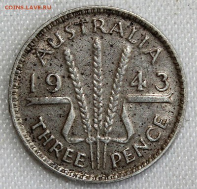 С 1 РУБ. АВСТРАЛИЯ   3 пенса 1943г.  ГЕОРГ-VI  до 17.10 в 22 - IMG_8672.JPG